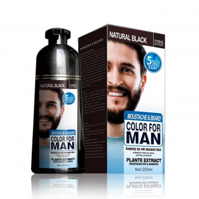 2020 hot private label 200ml fast black beard dye shampoo for men hair and beard