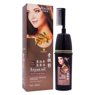 MOKERU argan oil magic comb hair dye beauty hair color shampoo used for natural hair with comb easy to use